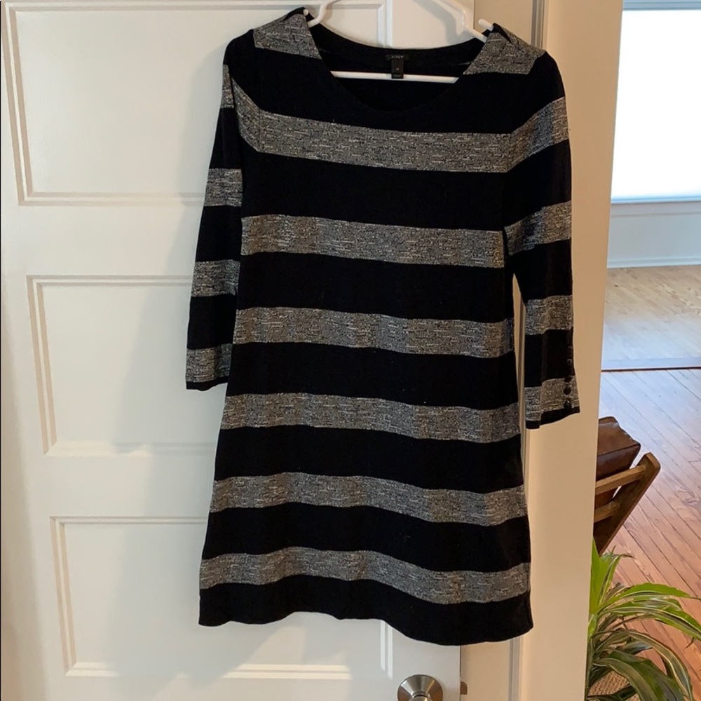 J. Crew Black/Grey Stripe Dress